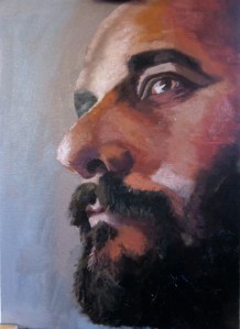 Self portrait. Oil on board 35x25